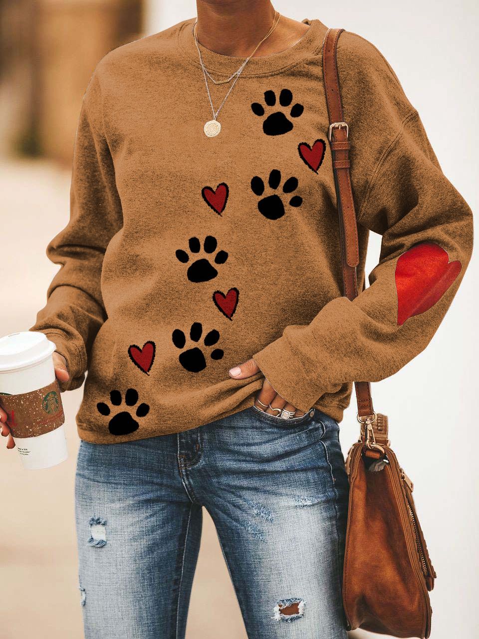 Women's Paw Print Comfort Loose Sweatshirt - LuckyFash™