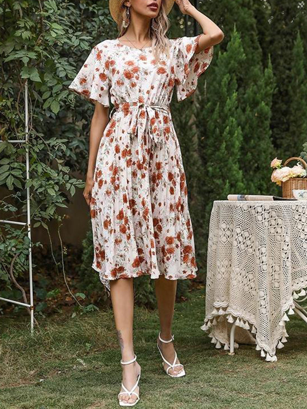 Women's Ruffle Short Sleeve Floral Dress - LuckyFash™