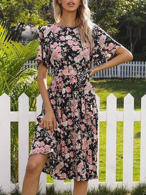 Women's Ruffle Short Sleeve Floral Dress - LuckyFash™