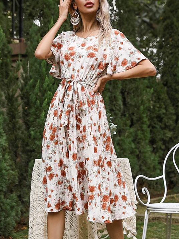 Women's Ruffle Short Sleeve Floral Dress - LuckyFash™