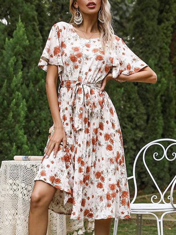 Women's Ruffle Short Sleeve Floral Dress - LuckyFash™