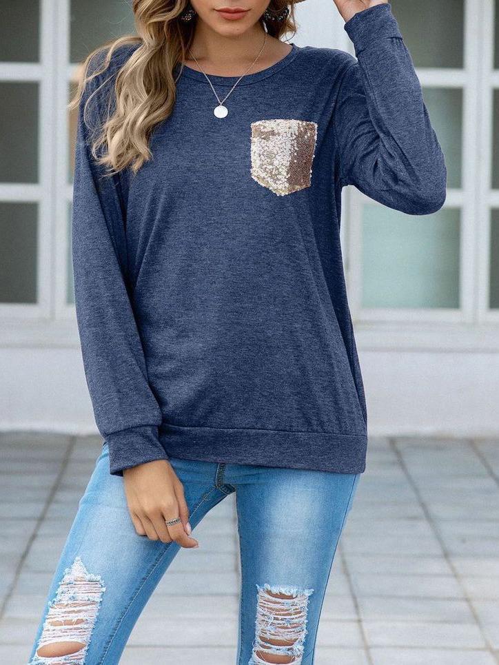 Sequin Crewneck T-shirt for Women