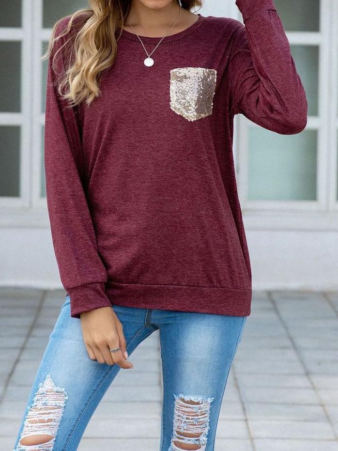 Sequin Crewneck T-shirt for Women