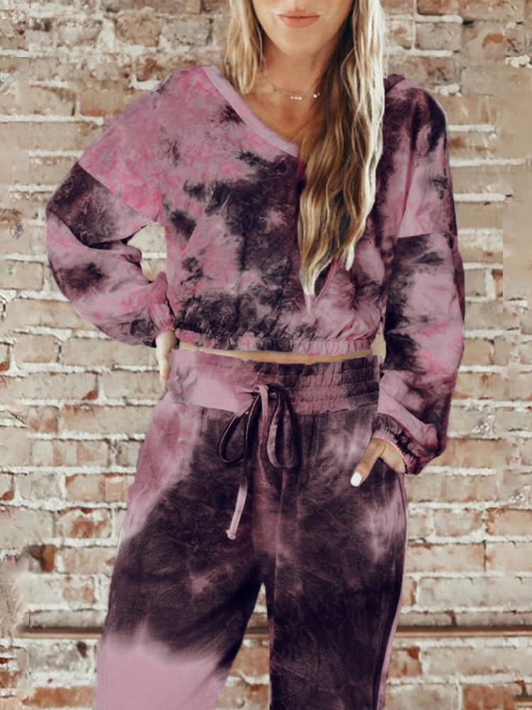 Women's Sets Casual Tie-Dye Long Sleeve Sports Two-Piece Suit - LuckyFash™