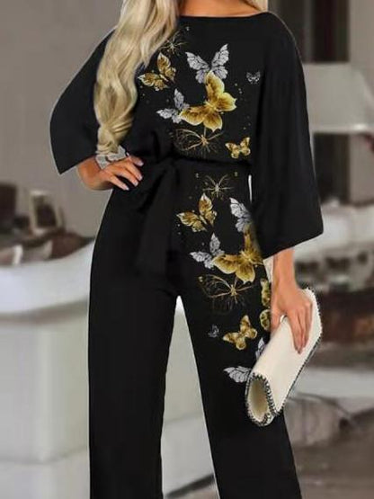 Women's Sets Chain Print Wide-Leg Pants Loose Two-Piece Suit - LuckyFash™