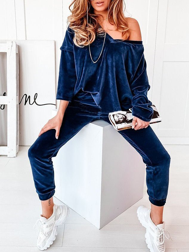 Sets - Corduroy Long Sleeve Top & Pants Two Piece Set - MsDressly