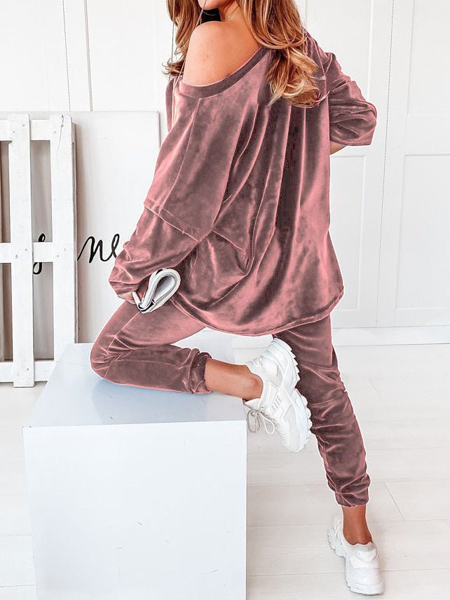 Sets - Corduroy Long Sleeve Top & Pants Two Piece Set - MsDressly