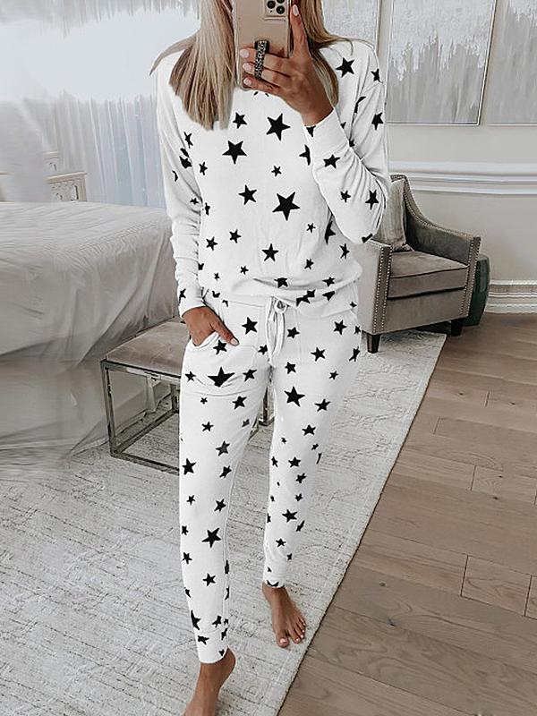 Women's Sets Five-Pointed Star Long Sleeve Pocket Trousers Two-Piece Suit - LuckyFash™