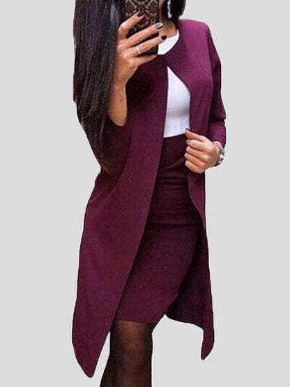 Sets Solid Coat Skirt Professional Two-Piece Suit for Women