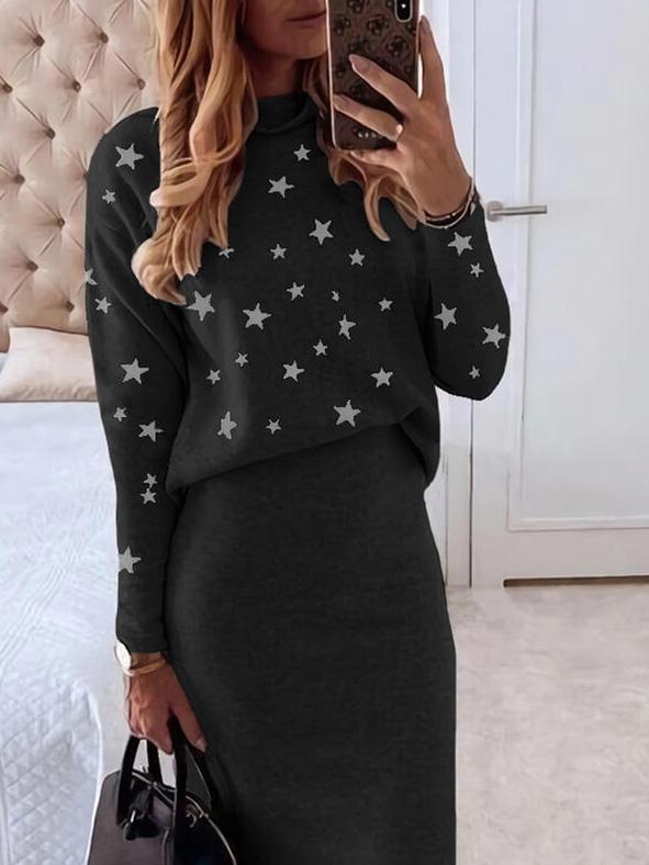 Women's Sets Star Print Long Sleeve Top & Pants Casual Two-Piece Suit - LuckyFash™