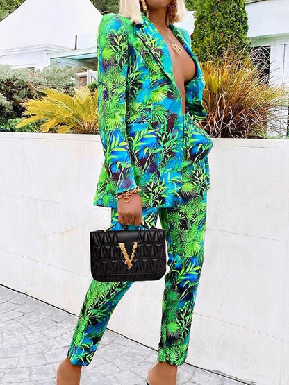 Women's Sets Temperament Printed Blazer Trousers Two-Piece Suit - LuckyFash™