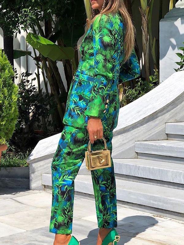 Women's Sets Temperament Printed Blazer Trousers Two-Piece Suit - LuckyFash™