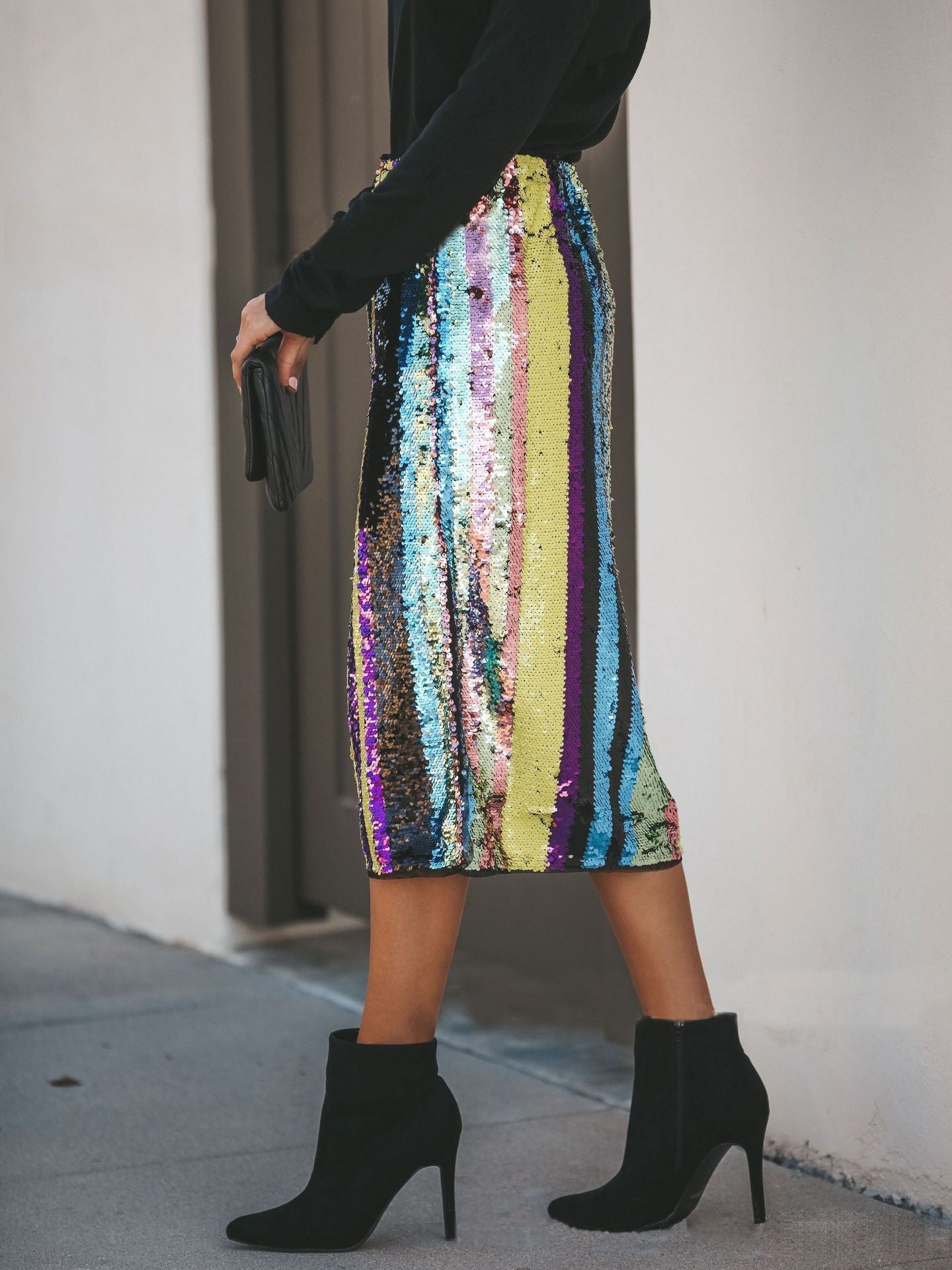 Women's Skirts Rainbow Sequin Split Hip Skirt - LuckyFash™