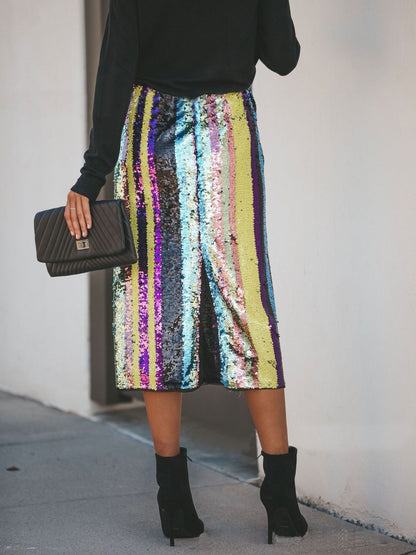 Women's Skirts Rainbow Sequin Split Hip Skirt - LuckyFash™