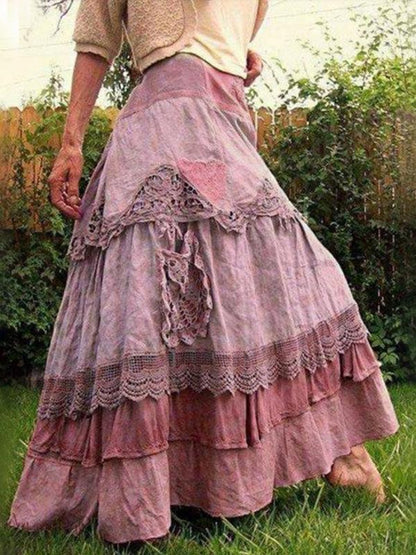 Skirts Stitching Lace Big Swing Cake Skirt for Women