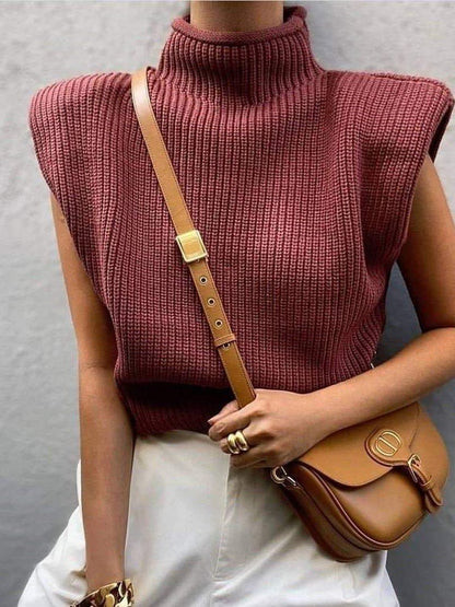 Solid Sleeveless Sweater for Women