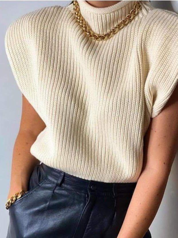 Solid Sleeveless Sweater for Women