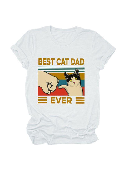 Stylish Fist Cat Print Casual T-Shirt for Women