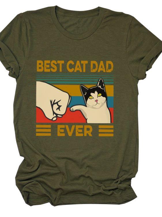 Stylish Fist Cat Print Casual T-Shirt for Women