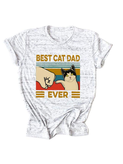 Stylish Fist Cat Print Casual T-Shirt for Women