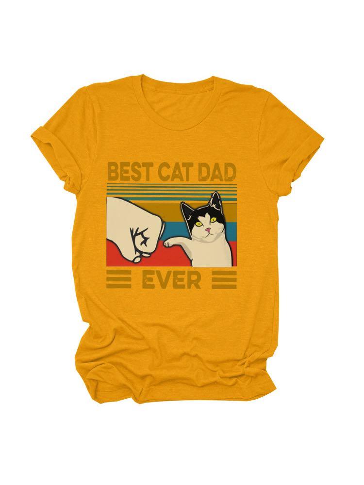 Women's Stylish Fist Cat Print Casual T-Shirt - LuckyFash™