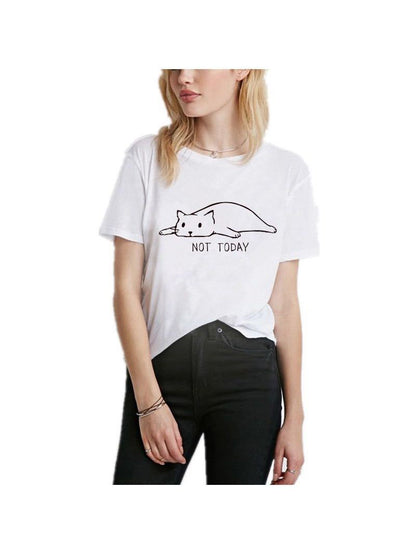 Women's Stylish Lazy Cat Print Comfort T-Shirt - LuckyFash™