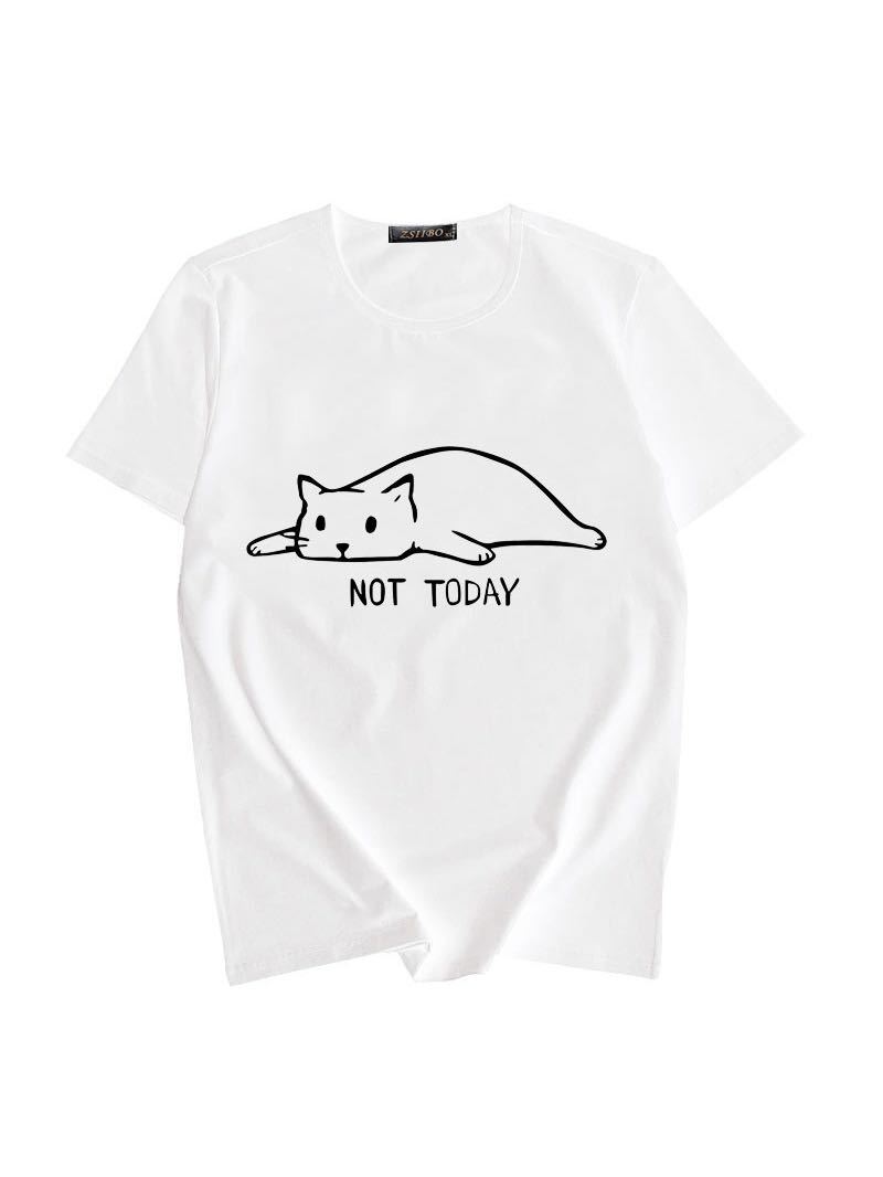 Stylish Lazy Cat Print Comfort T-Shirt for Women