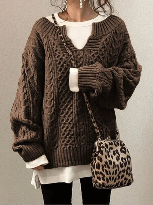 Sweaters Hemp Pattern Casual Knitted Sweater for Women