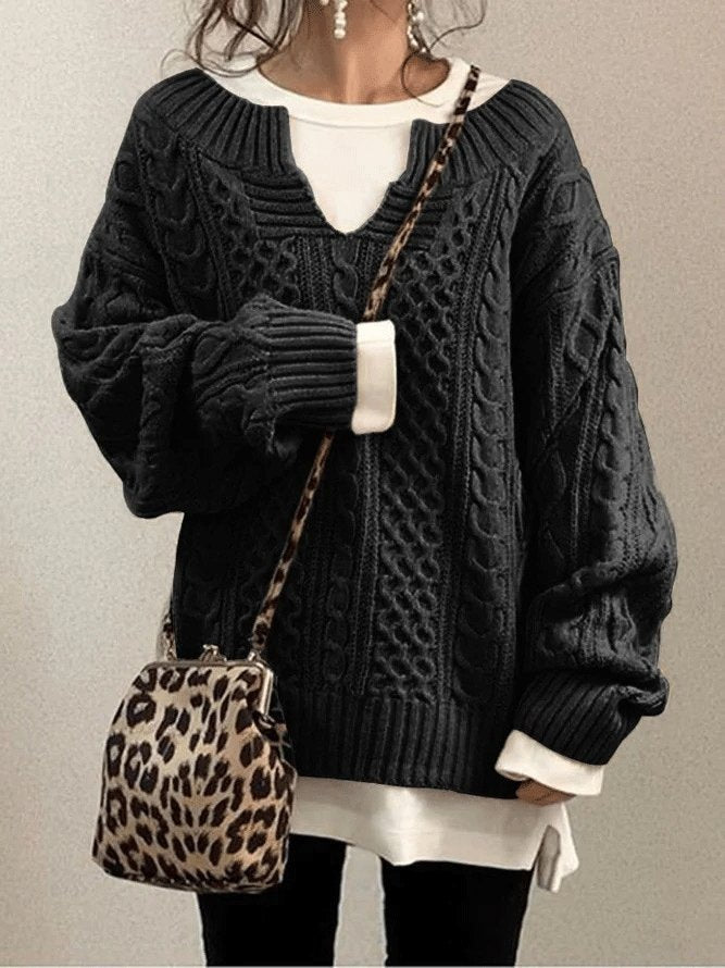 Sweaters Hemp Pattern Casual Knitted Sweater for Women