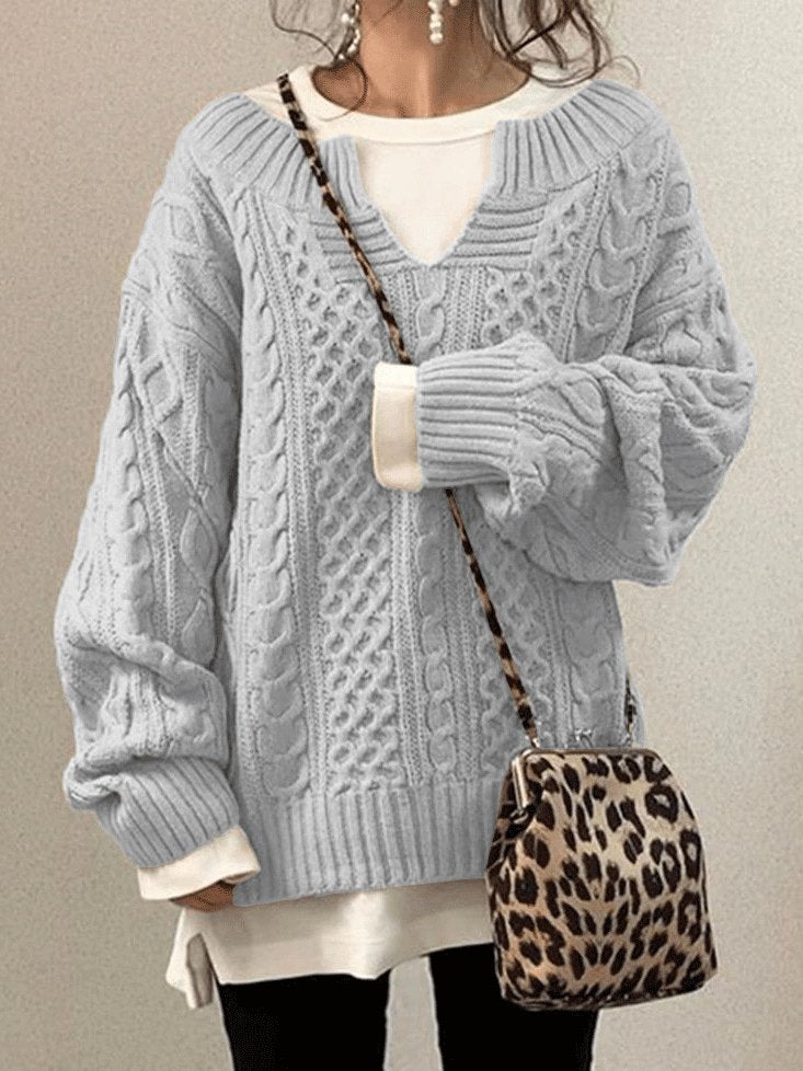 Women's Sweaters Hemp Pattern Casual Knitted Sweater - LuckyFash™