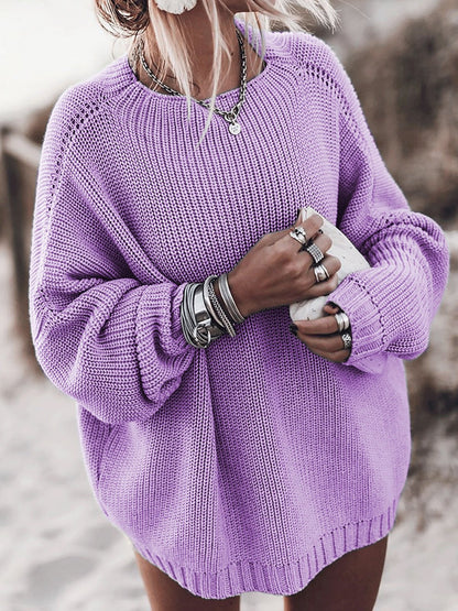 Sweaters Loose Round Neck Long Sleeve Sweater for Women