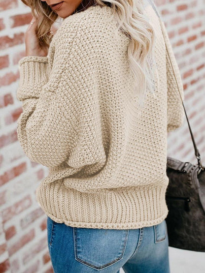 Women's Sweaters Loose V-Neck Long Sleeve Knitted Sweater - LuckyFash™