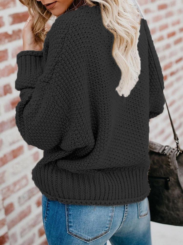 Women's Sweaters Loose V-Neck Long Sleeve Knitted Sweater - LuckyFash™