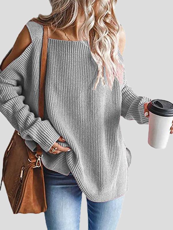 Sweaters Sling Long Sleeve Off-Shoulder Pullover Knit Sweater for Women