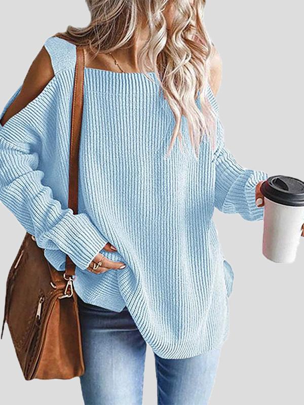 Sweaters Sling Long Sleeve Off-Shoulder Pullover Knit Sweater for Women