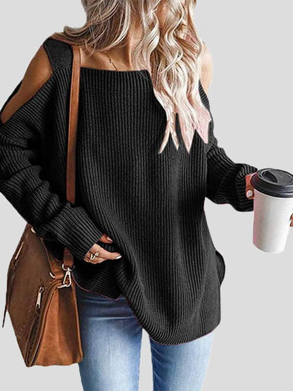 Sweaters Sling Long Sleeve Off-Shoulder Pullover Knit Sweater for Women