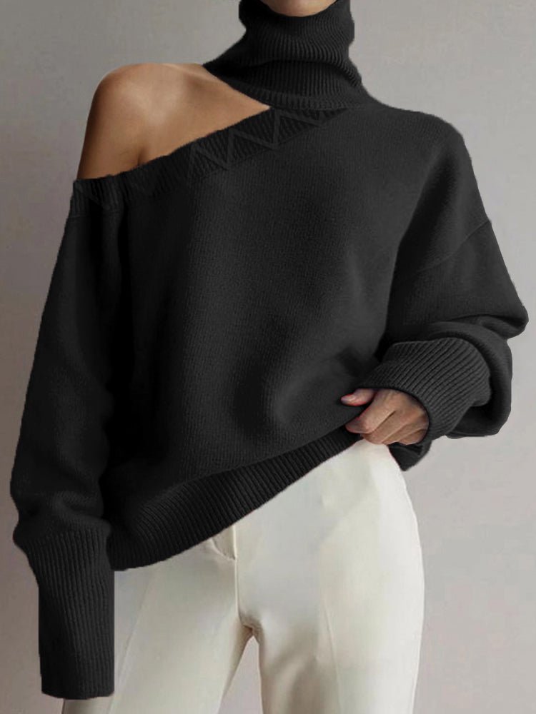 Women's Sweaters Turtleneck Solid Irregular Sweater - LuckyFash™
