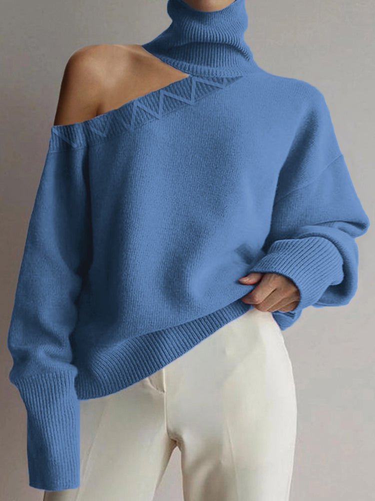 Women's Sweaters Turtleneck Solid Irregular Sweater - LuckyFash™