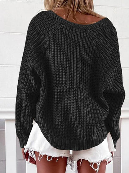 Women's Sweaters V-Neck Long Sleeve Cardigan Casual Solid Sweater - LuckyFash™