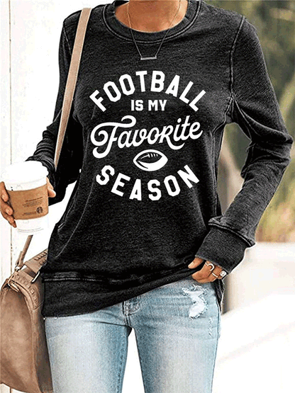 Women's T-Shirts Letter Print Round Neck Pullover Long Sleeve T-Shirt - LuckyFash™