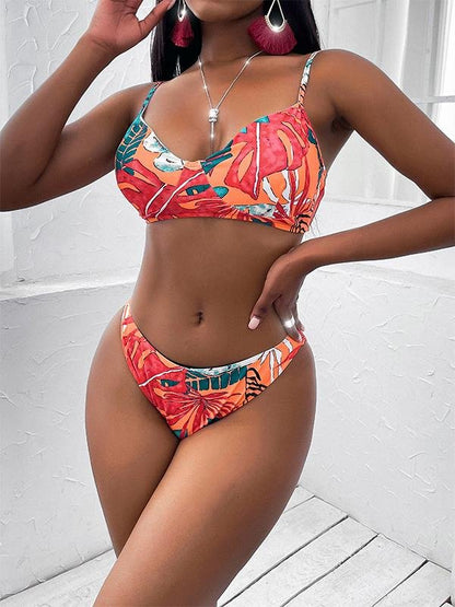 Women's Three-Piece Printed Bikini Split Swimsuit - LuckyFash™