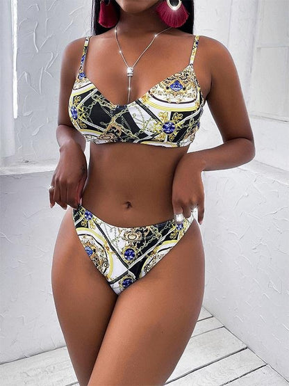 Women's Three-Piece Printed Bikini Split Swimsuit - LuckyFash™