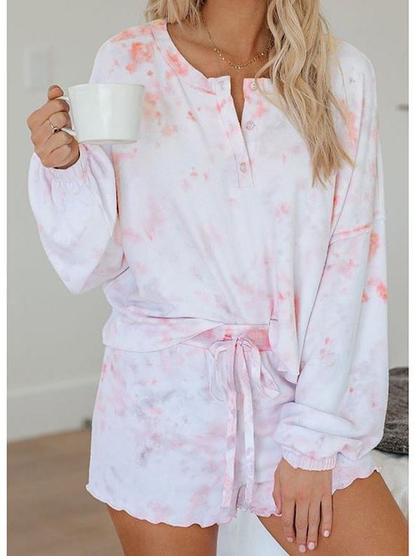 Women's Tie-dye Printed Long Sleeved Home Suit - LuckyFash™