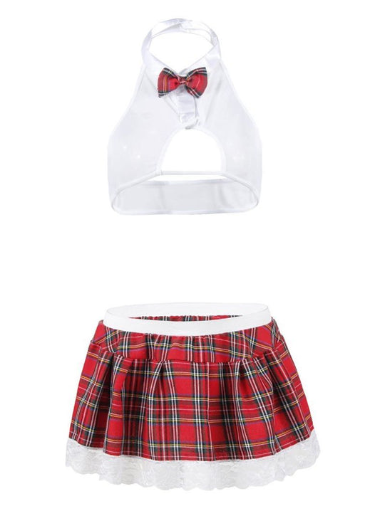Transparent Lingerie Ultra Short Plaid Skirt for Women