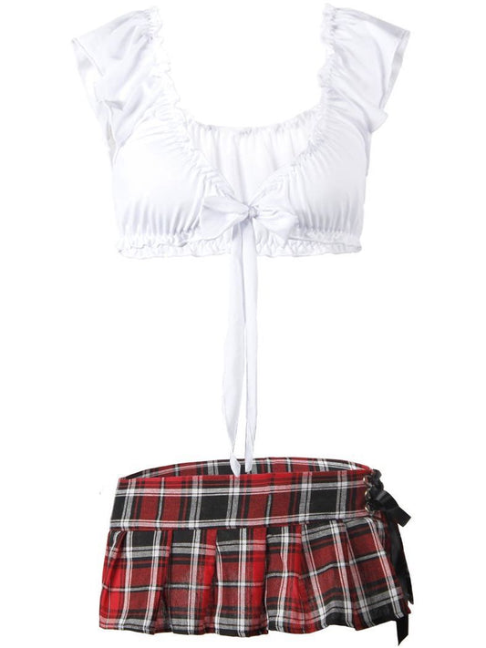 Ultra Short Plaid Skirt With Bow for Women