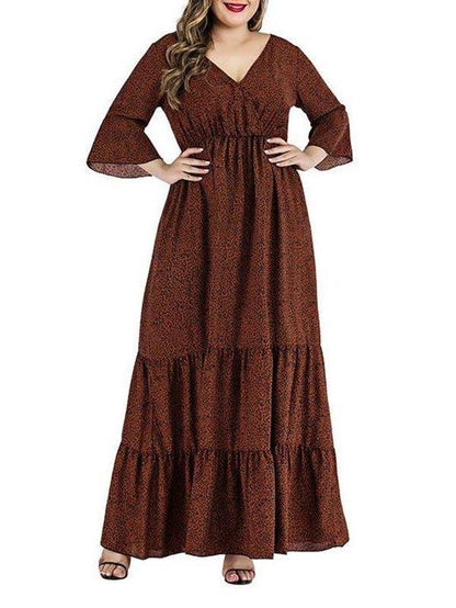 Women's V Neck Long Sleeve Dress - LuckyFash™