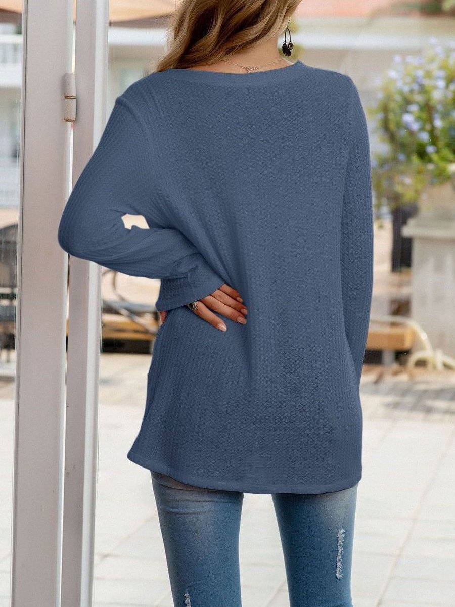 Women's  V-neck Waffle Knitted Sweater - LuckyFash™