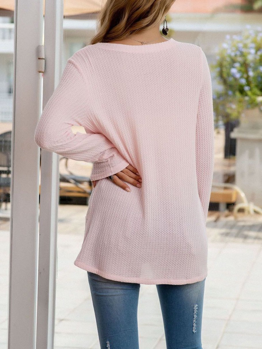 Women's  V-neck Waffle Knitted Sweater - LuckyFash™