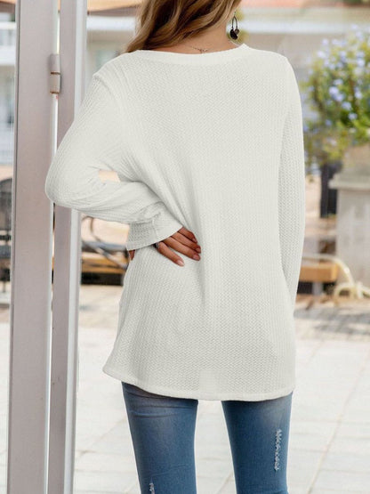 Women's  V-neck Waffle Knitted Sweater - LuckyFash™