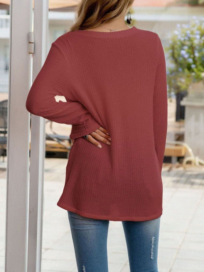 Women's  V-neck Waffle Knitted Sweater - LuckyFash™